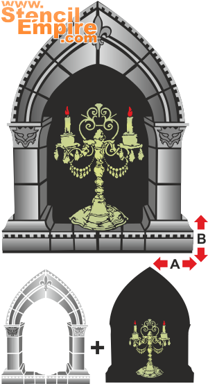 Gotische kandelaar - sjabloon voor decoratie