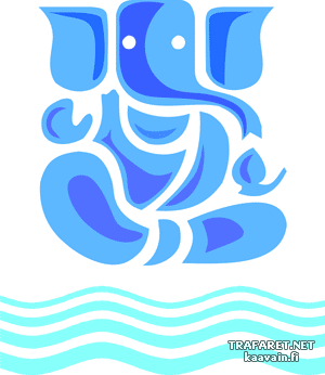 Ganesha en Ganges - sjabloon voor decoratie