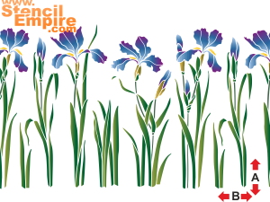 Bloembed van irissen - sjabloon voor decoratie