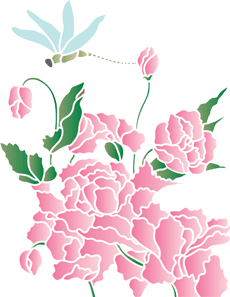 Libelle en rozenbottels - sjabloon voor decoratie