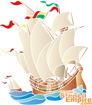 Zeilboten op zee - sjabloon voor decoratie
