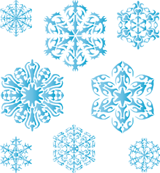 Acht sneeuwvlokken V - sjabloon voor decoratie