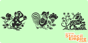 Dieren van het Oosten - sjabloon voor decoratie