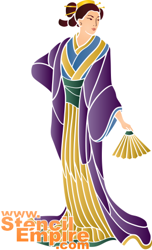 Geisha en fan - sjabloon voor decoratie