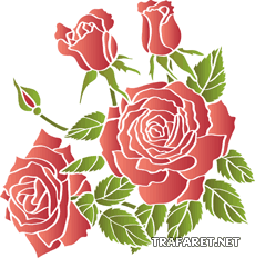 Dieprode rozen 1 - sjabloon voor decoratie