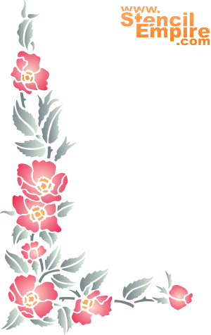Hoek met hondsroos (Stencils met tuin- en wilde rozen)