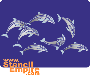 Dolfijnen dartelen - sjabloon voor decoratie