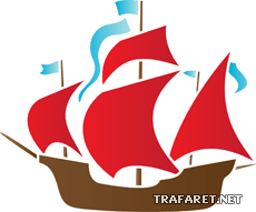 Klein schip 04 (Sjablonen met zeeleven)