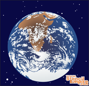 Planeet aarde (Stencils over ruimte en sterren)
