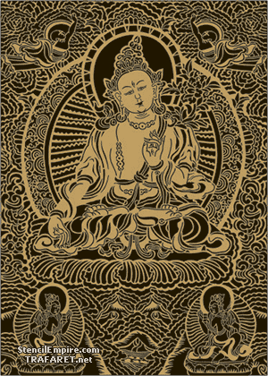 Grote Boeddha op een lotus (Stencils met indiaanse motieven)