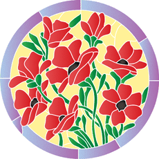 Klaprozen in een cirkel - sjabloon voor decoratie