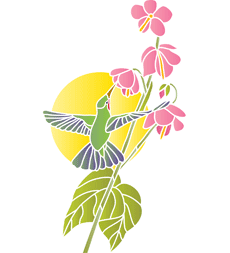 Kolibries en bloemen - sjabloon voor decoratie