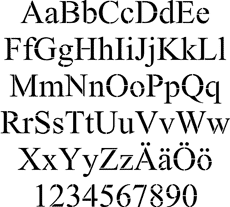 Lettertype Times - sjabloon voor decoratie