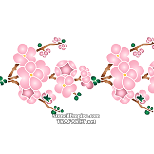 Sakura tak in bloei B - sjabloon voor decoratie