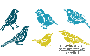 Zes vogels - sjabloon voor decoratie