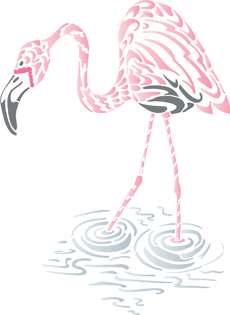 Flamingo in het water - sjabloon voor decoratie
