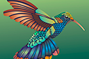 Kolibrie met een staart - sjablonen met dieren