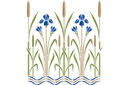 Irissen en riet - stencils met tuin- en veldbloemen