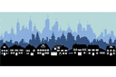 Stedelijke skylines - sjablonen met herkenningspunten en gebouwen