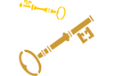 Twee sleutels - stencils met verschillende objecten en voorwerpen