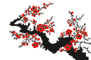 Sombere sakura - stencils met bomen en struiken