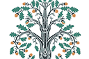 Art Nouveau eik - stencils met bomen en struiken