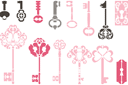 Grote set sleutels - stencils met verschillende objecten en voorwerpen