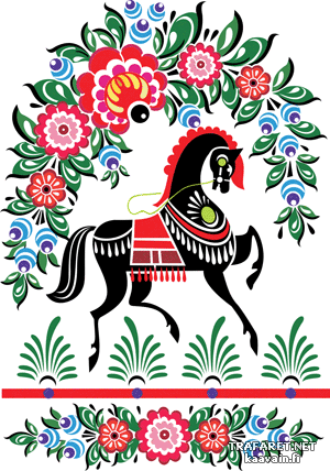 Gorodets paard 1 (Russische en Slavische stencils)