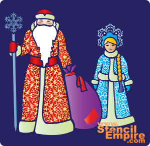 Ded Moroz en Snegurochka - sjabloon voor decoratie
