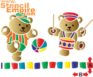 Teddyberen marcheren - sjabloon voor decoratie