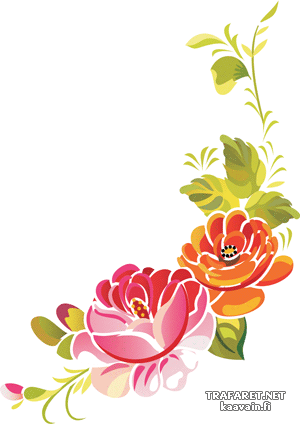 Zhostovo rozen - sjabloon voor decoratie